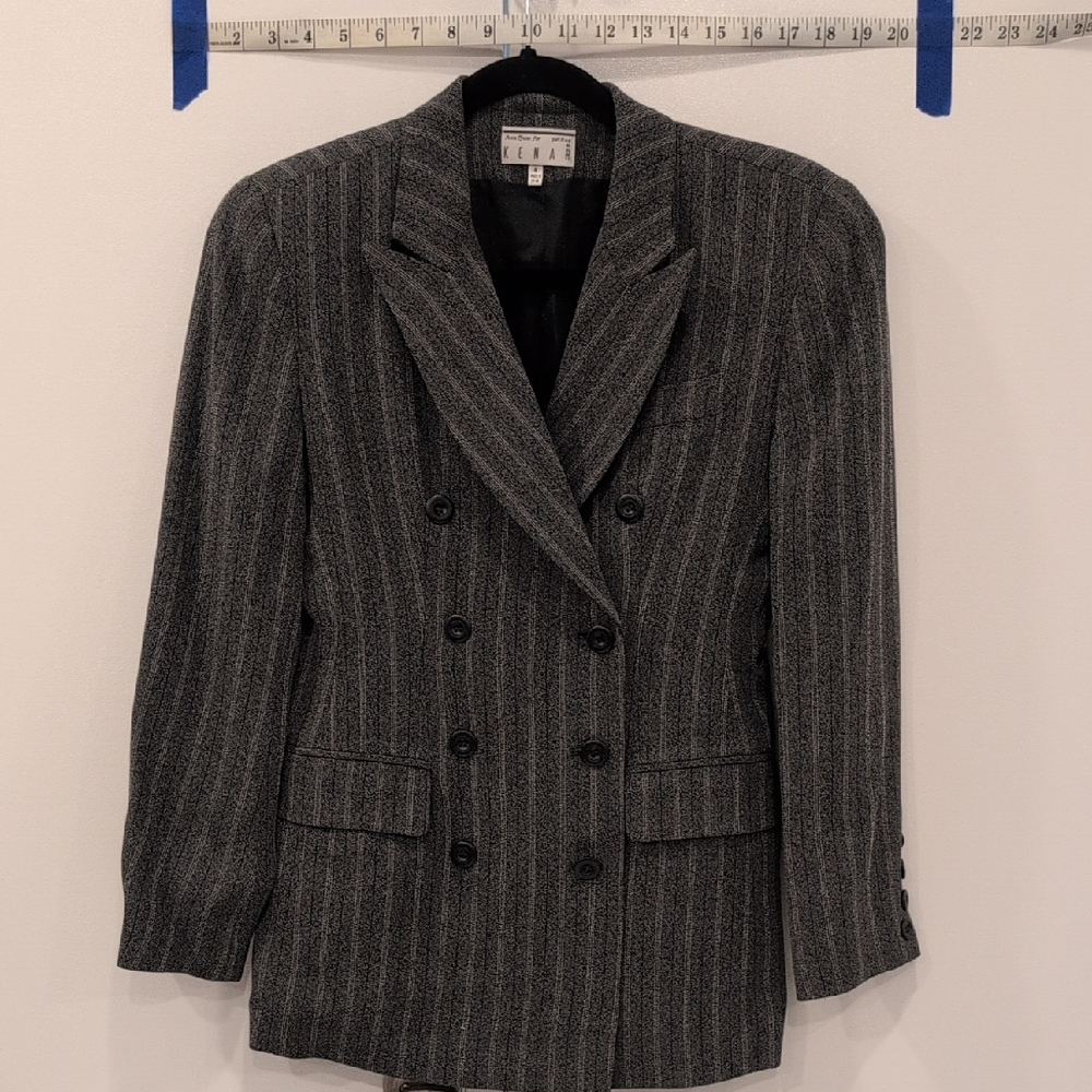Gray Pinstripe Double-Breasted Blazer